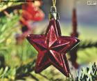 A red star a nice ornament for the Christmas tree