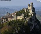 The Guaita Tower, built in the eleventh century. It is the most important fortress in San Marino, and is located at the highest point of Mount Titan, San Marino