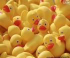 Yellow rubber ducks a bath toy for babies