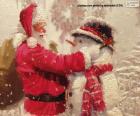 Santa Claus and a Snowman