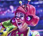 Girl dressed as a clown to celebrate a joyful day of Carnival