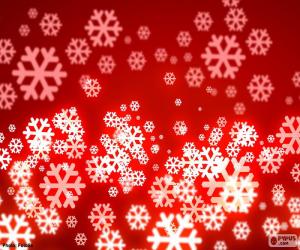 Red background snowflakes puzzle