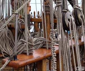 Ropes and pulleys of boat puzzle