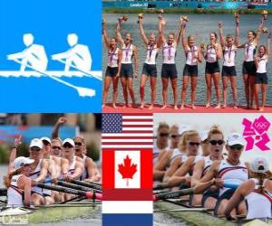 Rowing women's coxed eight podium, United States, Canada and Netherlands - London 2012 - puzzle