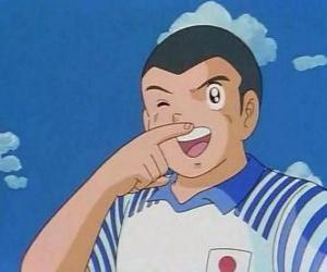 Ryo Ishizaki or Bruce Harper, character from Captain Tsubasa is celebrating a goal puzzle