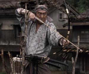 Samurai shooting his bow puzzle