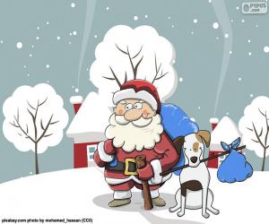 Santa accompanied by a dog puzzle