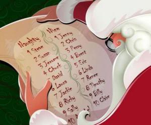 Santa Claus with the long list of children puzzle
