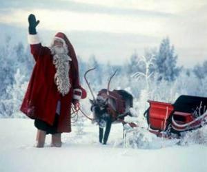 Santa waving with his sleigh puzzle