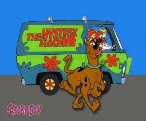 Scooby Doo proud in front of the classical and hippie Volkswagen van puzzle
