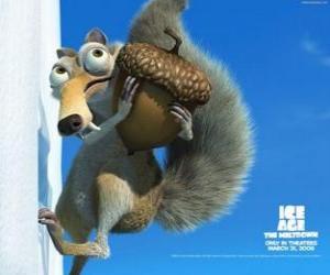 Scrat, the saber-toothed squirrel obsessed with the acorns puzzle