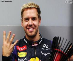 Sebastian Vettel, 2013 F1 world champion, the fourth world title puzzle