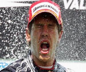 Sebastian Vettel celebrates his victory in Valencia Europe Grand Prix (2010) puzzle