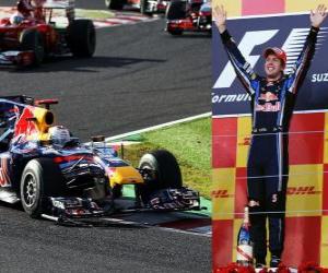 Sebastian Vettel celebrates his victory in the Grand Prix of Japan (2010) puzzle