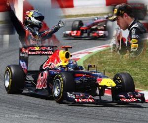 Sebastian Vettel celebrates his victory in the Grand Prix of Spain (2011) puzzle