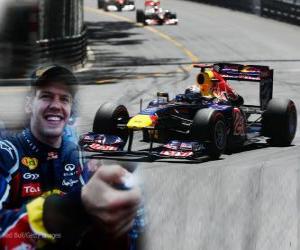 Sebastian Vettel celebrates his victory in the Monaco Grand Prix (2011) puzzle