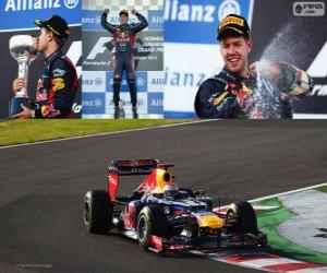 Sebastian Vettel celebrates victory at the Grand Prix of Japan 2012 puzzle
