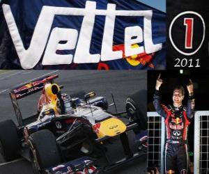 Sebastian Vettel, F1 World Champion 2011 with Red Bull Racing, is the youngest world champion puzzle