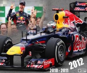 Sebastian Vettel, F1 World Champion 2012 with Red Bull Racing, is the youngest three-time champion puzzle