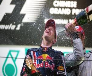 Sebastian Vettel in the podium puzzle