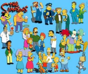 Several characters from The Simpsons puzzle