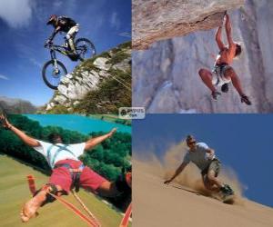 Several extreme sports and adventure puzzle