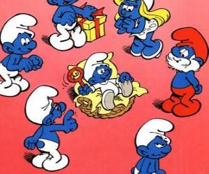 Several Smurfs, by the Baby Smurf puzzle