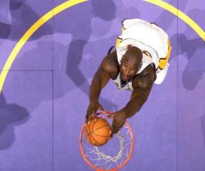 Shaquille O neal going for a slam dunk puzzle