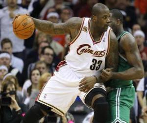 Shaquille O neal playing a basketball game puzzle