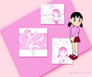 Shizuka Minamoto is the only girl in the group puzzle