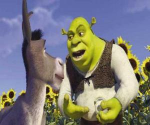Shrek, the ogre, with his friend Donkey puzzle