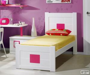 Single bed with headboard puzzle