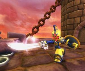 Skylander Chop Chop, a tough warrior with sword and shield. Undead Skylanders puzzle