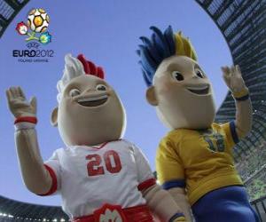 Slavek and Slavko the mascots of the UEFA EURO 2012 Poland - Ukraine puzzle