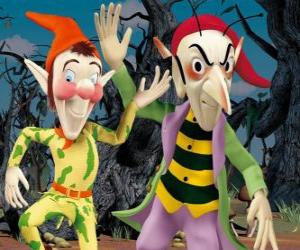 Sly and Gobbo, the mischievous goblins in Noddy's adventures puzzle