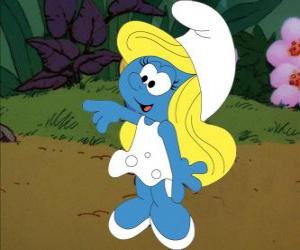 Smurfette taking a walk in the forest puzzle