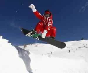 Snowboarder doing a trick puzzle