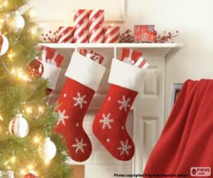 Socks Christmas fireplace puzzle