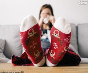 Socks with Christmas Reindeer puzzle