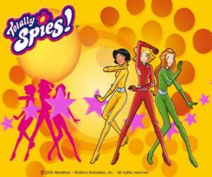 Superspy's team of Totally Spies. Sam, Clover and Alex with their spy suits puzzle