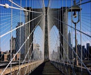 Suspension bridge over the river, New York puzzle