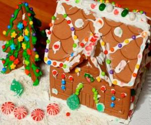 Sweet and beautiful Christmas ornament, a gingerbread house puzzle