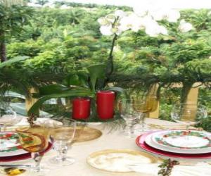 Table prepared for Christmas Day puzzle