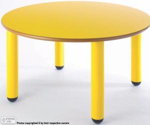 Table round and yellow puzzle