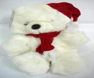 Teddy Bear with scarf and hat of Santa Claus puzzle