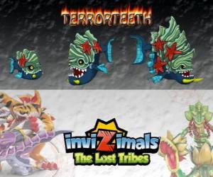 Terrorteeth, latest evolution. Invizimals The Lost Tribes. Aquatic Invizimal that eats very quick and that bites everything puzzle