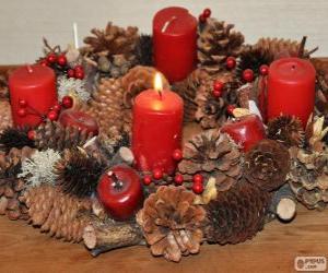 The Advent wreath, or Advent crown, is a Christian tradition that symbolizes the passage of the four weeks of Advent in the liturgical calendar of the Western church puzzle