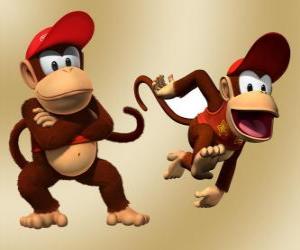 The chimpanzee Diddy Kong, character in the video game Donkey Kong puzzle