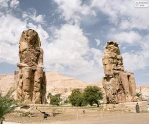 The Colossi of Memnon statues of Pharaoh Amenhotep III, Luxor, Egypt puzzle