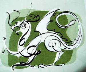 The dragon, the sign of the Dragon, the Year of the Dragon. Fifth Chinese zodiac animal puzzle